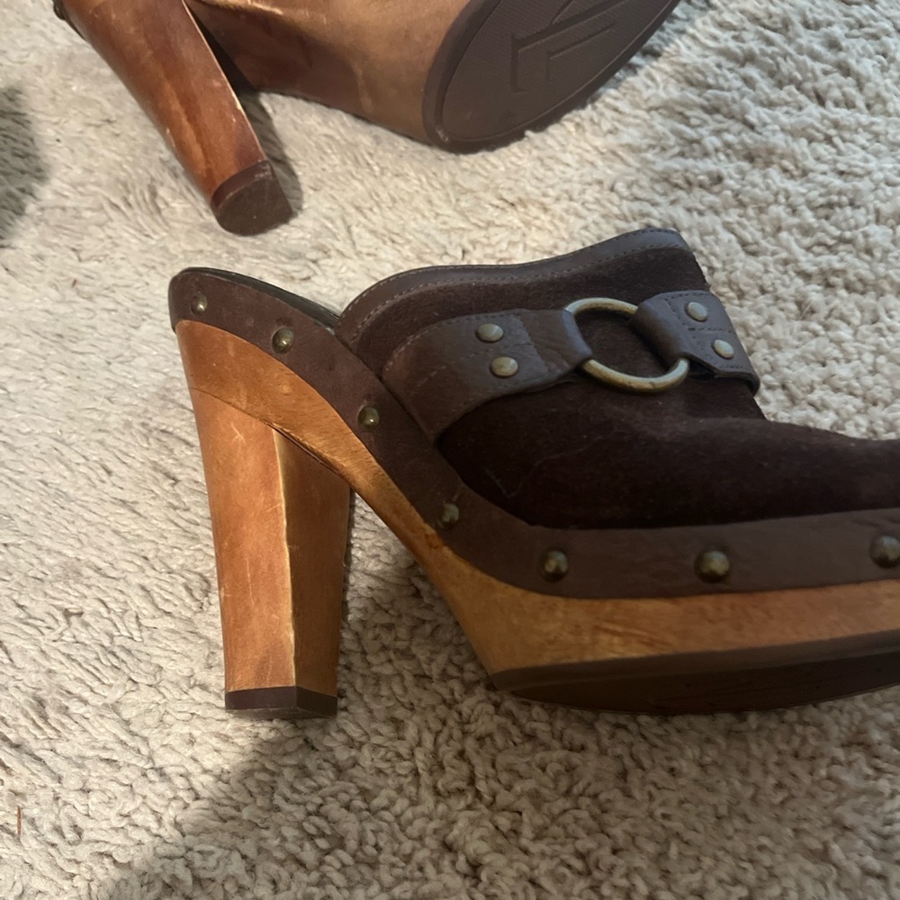 Ralph Lauren Dark Brown and Tan Mules